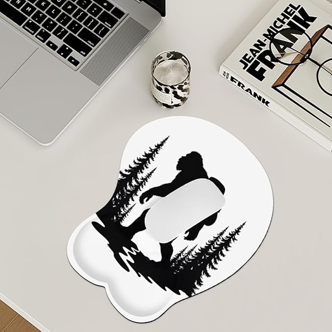 Mousepad Bigfoot Forest Sasquatch (2) Ergonomic Wrist Support Non-Slip Base Mouse Mat with Wrist Rest Computer Mousemat for Desk Work Accessories Pad