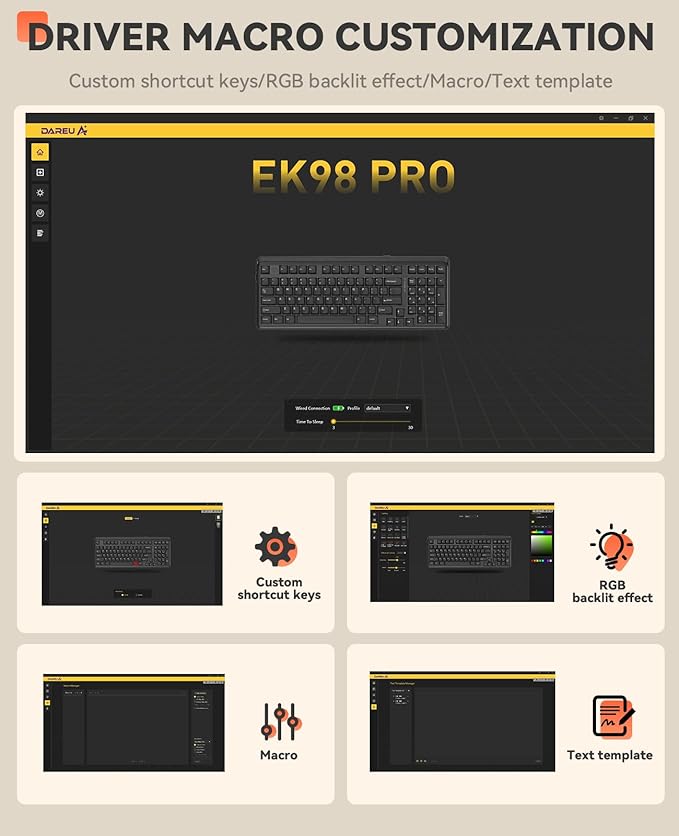 DAREU EK98pro Wireless Mechanical KeyboardTri-Mode BT/2.4GHz/USB-C Creamy Gaming Keyboard with Number PadPre-lubed Linear SwitchesGasket StructureHot Swappable CustomRGB Backlit for Win/Mac
