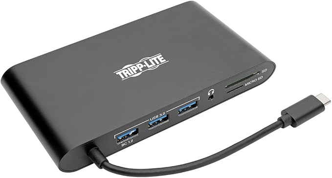 Tripp Lite USB 3.1 Gen 1 USB-C Docking Station w/USB-A HDMI VGA mDP Gigabit Ethernet MEM Card 3.5mm &amp USB-C PD Charging Black Housing USB C USB Type C USB Type-C (U442-DOCK1B)