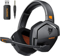 NUBWO Wireless Gaming Headset with Mic for Ps5 Ps4 PC Zero Interference 100-Hour Battery All-Day Play 23ms Sync for Fortnite &amp Call of Duty/FPS Gamers Triple Mode All Devices Compatible - Ora