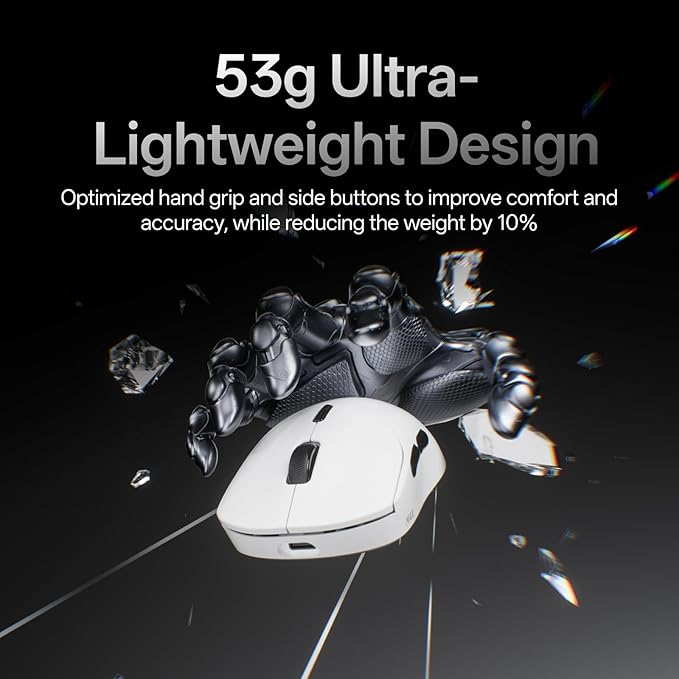 Rapoo VT2 MAX Wireless Gaming Mouse True 8K Wireless Polling Rate 53g Lightweight Up to 750 Hr Battery Nordic nRF54L15 MCU 120-Million Optical Switch 10 Programmable Buttons Macro Enabled