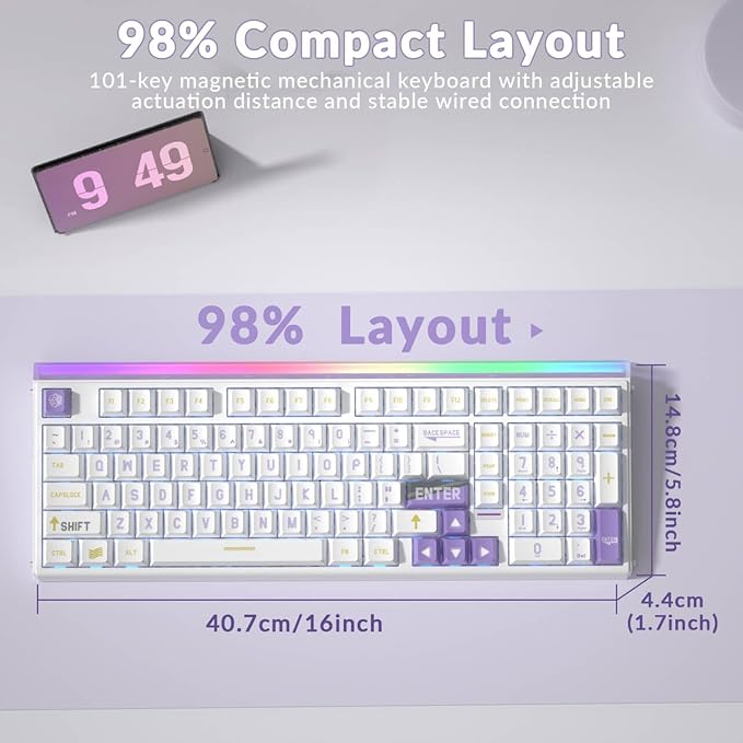 AULA Hero 99 Wired Gaming Keyboard Hall Effect Keyboard with Rapid Trigger Mode Hot Swappable Magnetic Switch Keyboard with Number Pad Web DriverRGB Backlit Mechanical Keyboard for Office PC Gamer