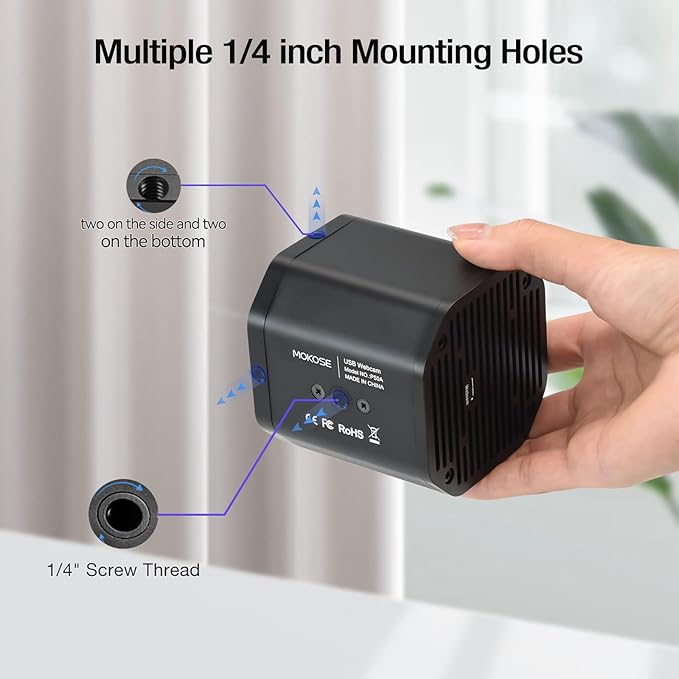 MOKOSE 4K USB WebcamUltra HD 1/1.56 Sensor 50 MP Resolution up to 8160x6120 USB-CAuto Focus and Low Light PerformanceWeb Camera for Streaming Conferencing Calling