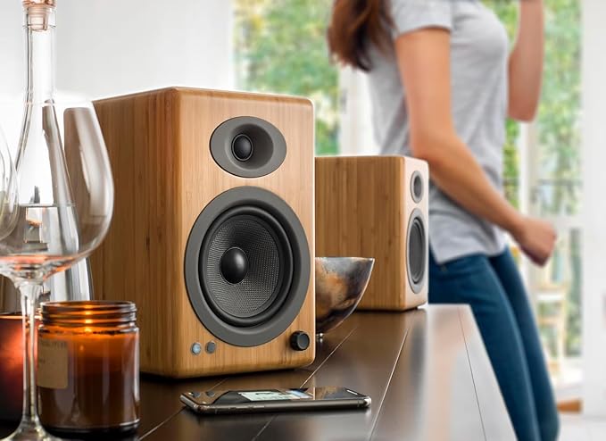 Audioengine A5+ Wireless Bluetooth Bookshelf Speakers - Premium 150W Stereo Speakers for Music Gaming Turntables Home Theater Systems - Powerful Studio Monitors