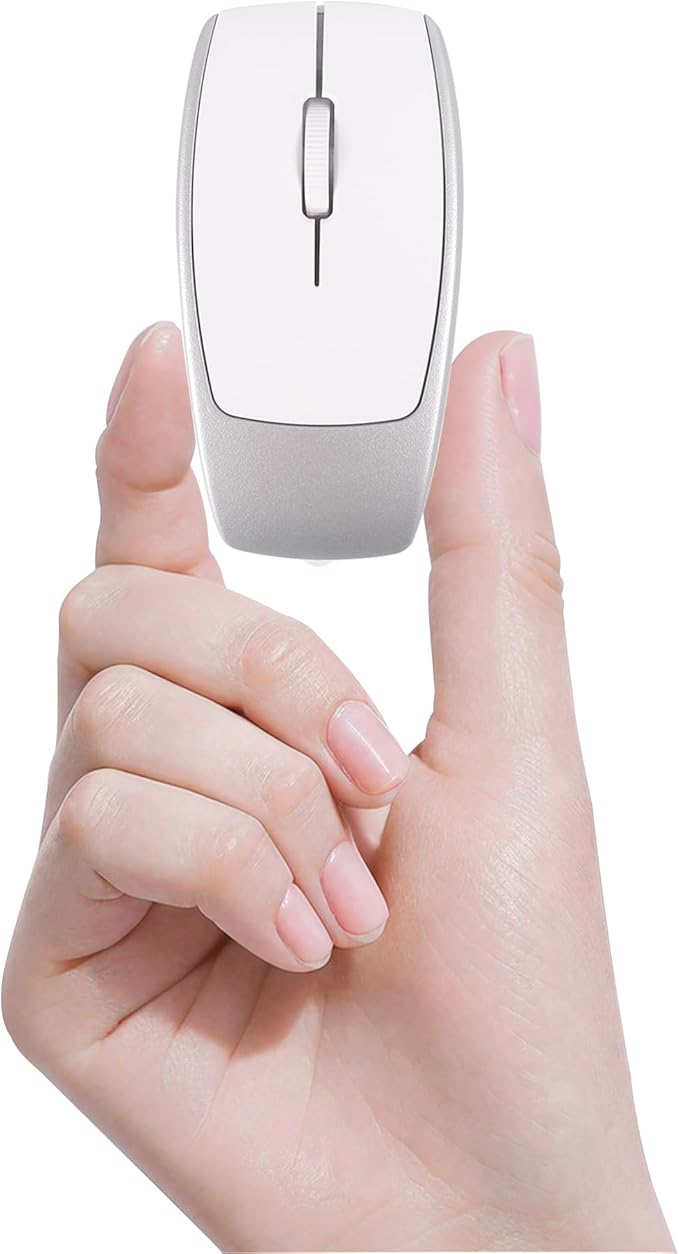 Bluetooth Mouse Rechargeable Portable Mini Computer Mice with TF Card Reader 3 Adjustable DPI Optical Lightweight Silent Wireless Mouse for Laptop Tablet Cell Phone Windows Mac OS Android iOS Silver