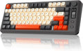 M75 Wireless Gaming Keyboard Mechanical Feel Membrane with Knob &amp OLED Display Bluetooth/2.4Ghz Rainbow Backlit Gradient PBT Keycaps 2000mAH Battery Anti-Ghosting-Dark Grey