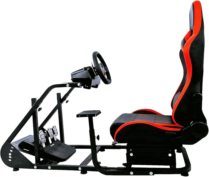 Anman G25 Racing Simulator Cockpit with Gaming Seat fit for Logitech G27 G29 G920for Fanatec for Thrustmaster T500RS T300RS Adjustable Cockpit Wheel Shifter Pedals NOT Included