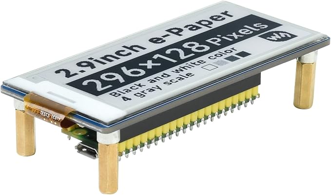 waveshare 2.9inch E-Paper E-Ink Display Module for Raspberry Pi Pico 296×128 Pixels Black/White Partial Refresh Support with SPI Interface
