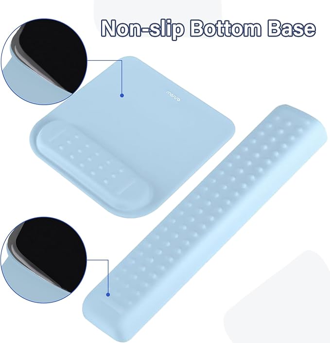 MOSISO Computer Keyboard Stand&ampWrist Rest Support for Keyboard &ampMouse Pad Set Ergonomic Massage Wrist Rest Set Easy Typing Working Acrylic Clear Stand for Office Home Air Blue
