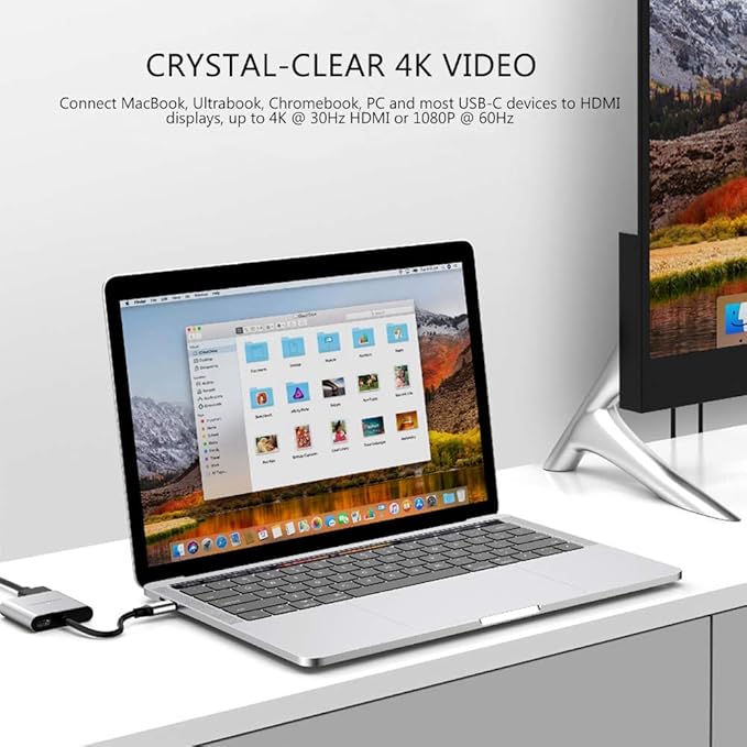 HyperDrive USB Type C HDMI Adapter 3-in-1 USB C to HDMI Converter Aluminum Digital Multiport Type-C Hub w 4K and Power Delivery USB 3.1 for MacBook Ultrabook Chromebook PC USBC Devices