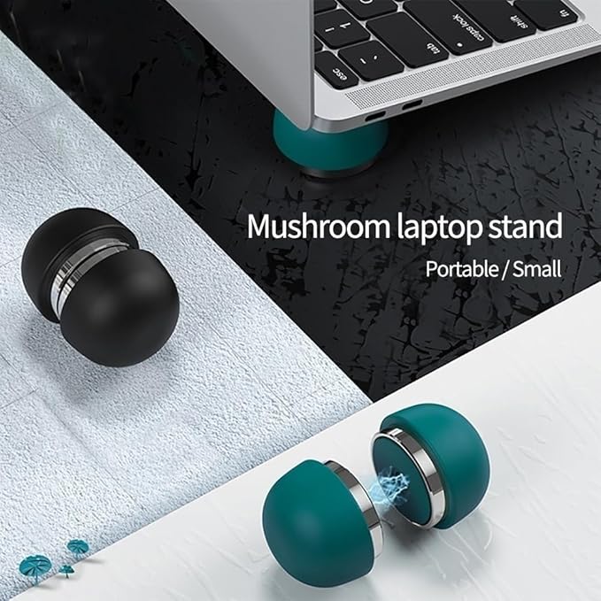 Laptop Stand Mushroom-Shaped Laptop Stand Ergonomic Portable Magnetic Laptop Cooling Ball Pad ﻿Office Desk Accessories(Black)