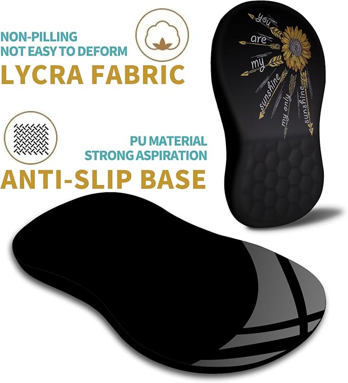Hokafenle Ergonomic Mouse Pad Wrist Support with Massage Design Wrist Rest Pain Relief Mousepad with Memory Foam&ampNon-Slip PU Base Mouse Pads for Wireless Mouse &amp Desk (12x8 inchInspirationa