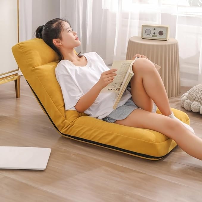 ELEFOCUS Folding Floor Gaming Chair Indoor Chaise Lounger with 5 Adjustable Positions Versatile Chaise Lounge Chair(Pink)