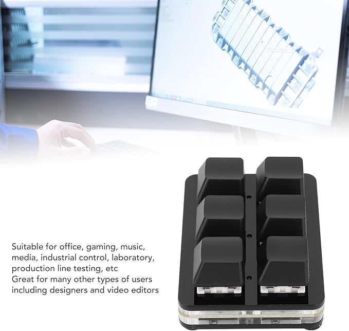 Fabater 6 Key Keypad One Handed Mechanical Gaming Keyboard Small USB Wired RGB Keypad DIY Programmable keypad for Game Office (Black)