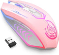 UHURU Gaming Mouse Wireless Gaming Mouse with 6 Buttons 7 Changeable LED Color up to 10000 DPI Rechargeable USB Gamer Mouse for PC Laptop (Pink)