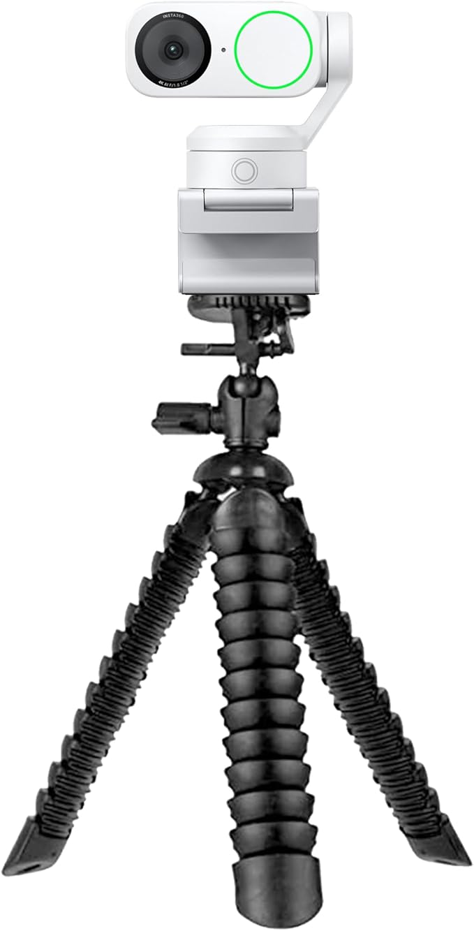 Insta360 Link 2 - PTZ 4K Webcam (White) for PC/Mac 1/2 Sensor AI Tracking HDR AI Noise-Canceling Mic Gesture Control for Streaming Video Calls Gaming Bundle with Flexible Tripod &amp Lens Clo