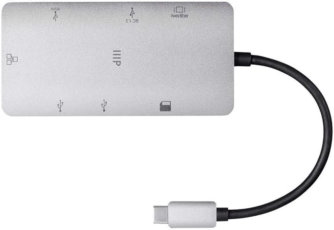 Monoprice USB-C to HDMI Adapter - Gigabit Ethernet 3-Port USB 3.0 Card Reader USB-C 100W Power Delivery - Consul Series