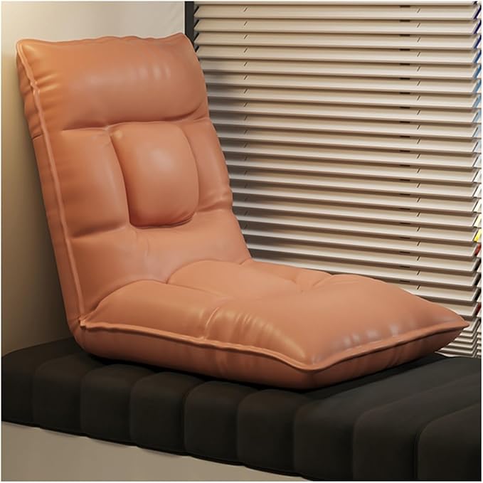 Folding Floor Chair 5-Position Adjustable Meditation Chair with Back Support Portable Floor Seat Lounge Sofa Chair for Reading TV Watching(Brown)