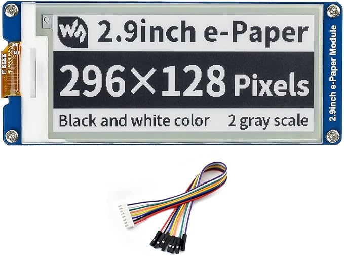 2.9inch e-Paper Display Module 296x128 Resolution 3.3V/5V Two-Color epaper Display E-Ink Screen Module SPI Interface Compatible with Raspberry Pi/Arduino/Jetson NanoSupport Partial Refresh