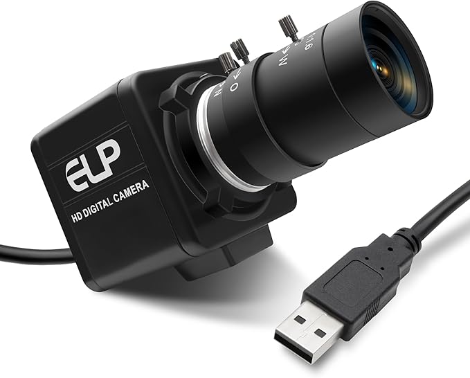 8MP Industrial USB Camera 10X Optical Zoom Manual Focus Webcam with 5-50mm Varifocal Lens UVC Plug and Play Computer Camera for Windows Linux MAC OS Android Raspberry Pi