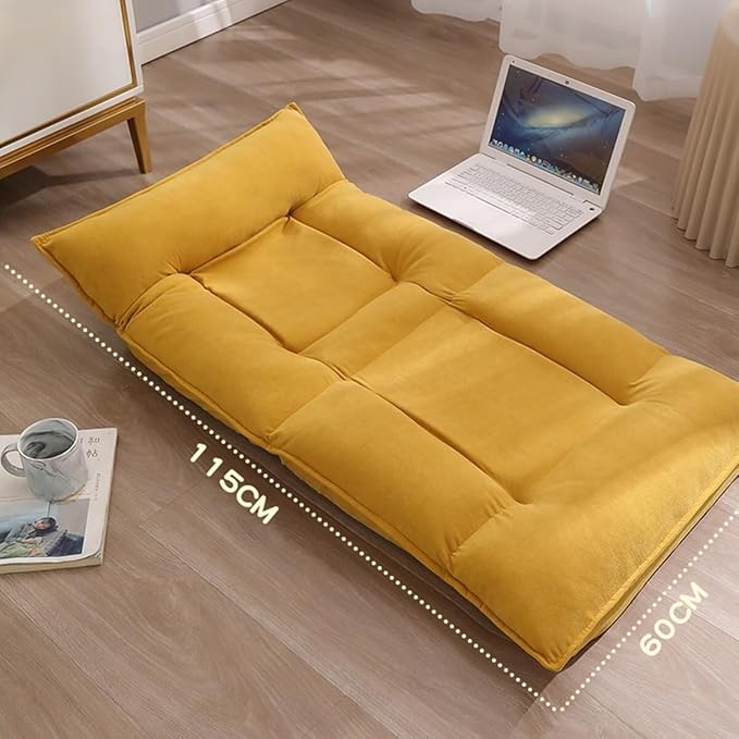 ELEFOCUS Bedroom Gaming Floor Chairs for Adults Folding Lazy Sofa Chair with 5-Position Adjustable Headrest Backrest Foldable Chaise(Beige)