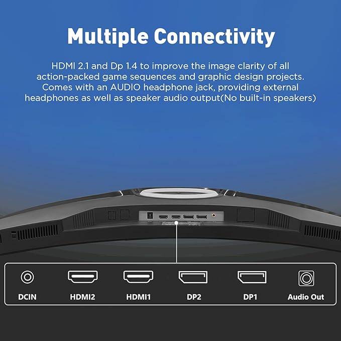 ZZA 49 Inch Curved Monitor 32:9 Dual QHD 5120x1440 Ultrawide Curved Monitor 120Hz with 1500R Curvature 120% sRGB Height Adjustable Stand HDMI 2.1 &amp DisplayPort 1.4