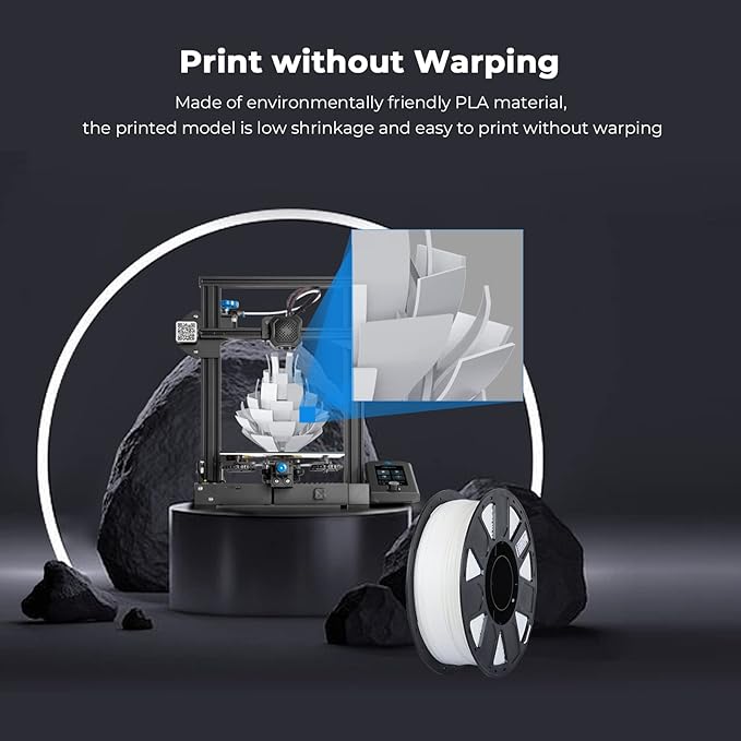 Creality 3D Printer Filament PLA Filament 1.75mm Bundle 2kg for 3D Printing Ender PLA Filament No-Tangling Strong Bonding &amp Overhang Performance Accuracy +/- 0.02mm (White &amp Red)