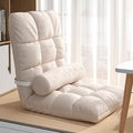 ELEFOCUS Floor Chair Adjustable for Adults 5 Adjustable Position Folding Floor Gaming Chair Lounger with Pillow for Reading(Beige a)
