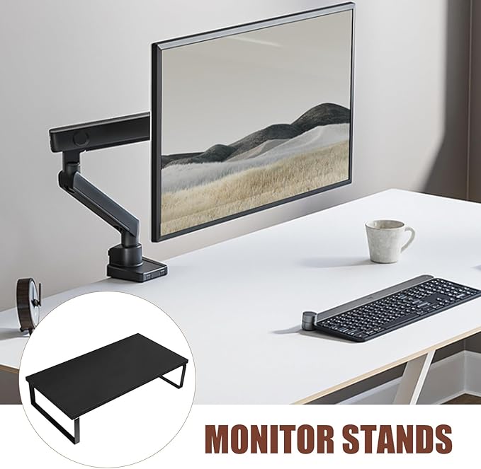 Veemoon Sturdy Desktop Monitor Riser Stand Black Computer Stand with Abrasion Resistance Smooth Edges Ergonomic Eye-Level Height for Laptop and Monitor Organization