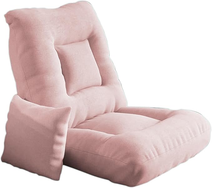 Floor Folding Chair Gaming Sofa Recliner with 5 Adjustable Backrest Bedroom Balcony Armless Reading Chair for Living Room No Assembly Required(Pink)