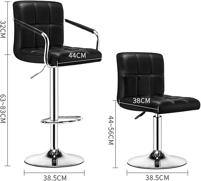 Mlaea Home Bar Chair Lift Desk Chairs TV Station Lounge Laboratory Chair with Arm Support Computer Racing Gaming Chair(Size:38.5 * 44-56CMColor:Black)