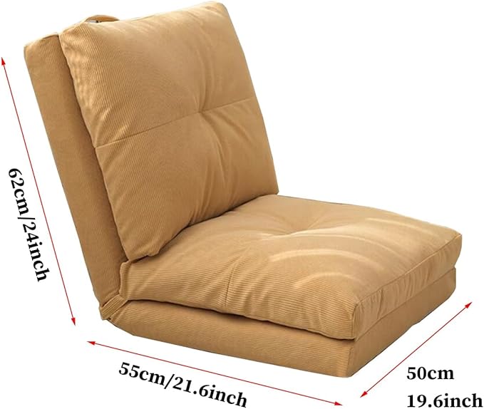 Floor Chair with Back Support Folding Floor Gaming Chair Adjustable Lazy Sofa Living Room for Adults &amp Kids One Seater Sofa Perfect for Reading Gaming Meditating(/Yellow)