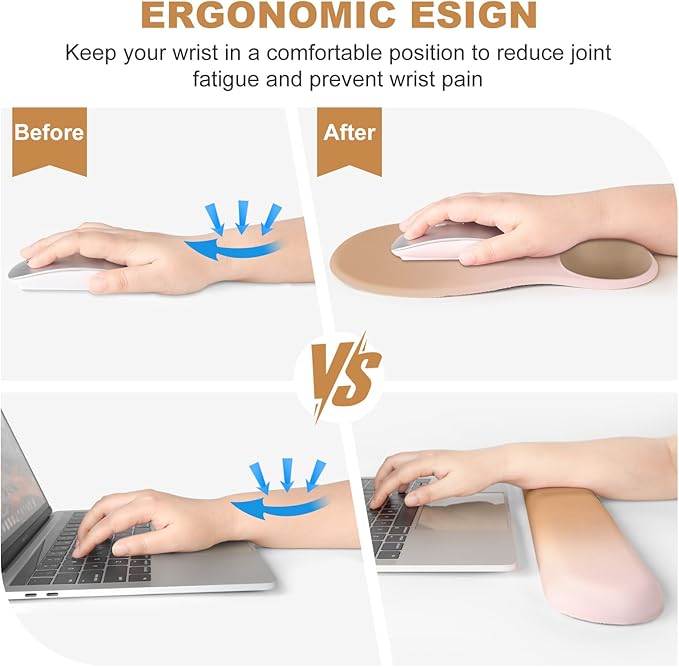 4-in-1 Large Gaming Mouse Pad Keyboard Wrist Rest Pad &amp Wrist Support Mousepad Set Extended Desk Pad Waterproof Desk Mat Protector for Home Office Decor Study Game 35.4×15.7 Inches I Milk Tea Br