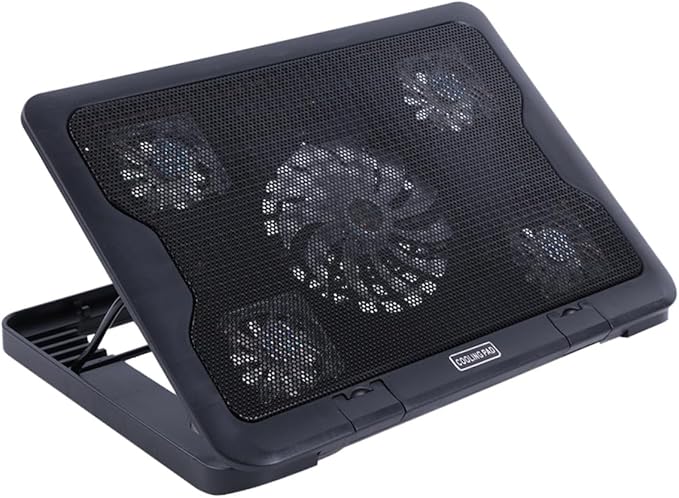 BESPORTBLE USB Laptop Cooling Pad with 5 Fans Adjustable Multi-Angle Cooler Stand Anti-Skid Laptop Cooler Base for Gaming and Office Use