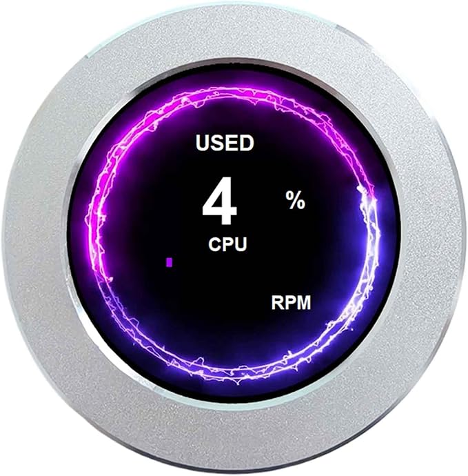 VSDISPLAY 2.1 Inch Round LCD Screen 480x480 CPU Temperature Date Monitoring Display for Computer PC Case Liquid CoolerSilver