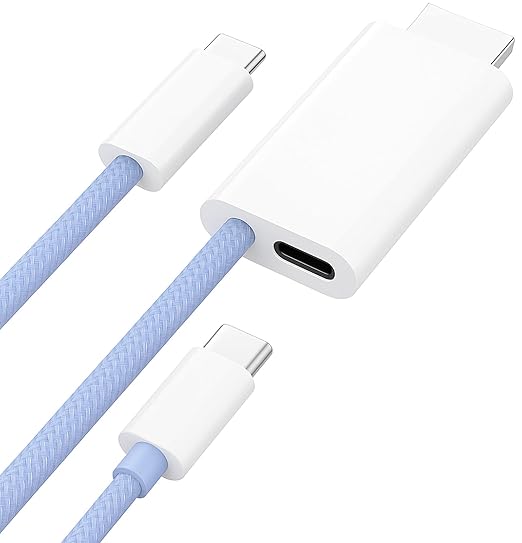 PRO USB Type-C HDMI 8K Compatible with Samsung Galaxy S24/S24+/S24FE/Ultra/Plus/5G Fan Edition +100W Power Pass Through Braided Cable / 60 and 30Hz Support/Thunderbolt 3/4