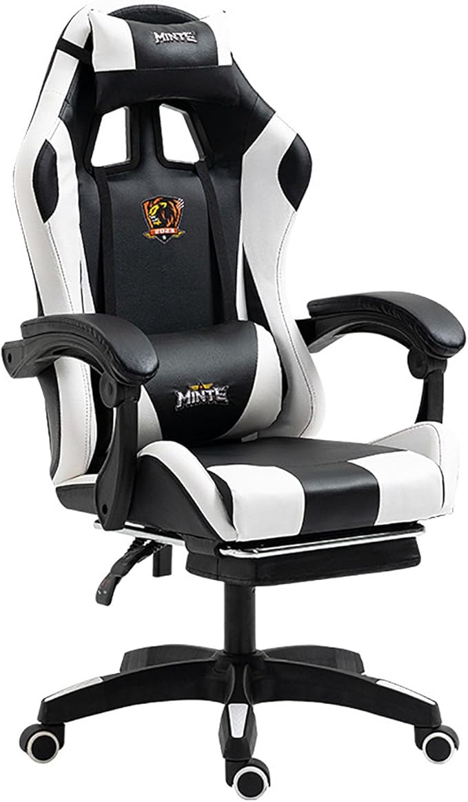 Gaming Chair with Footrest E-Sports Chair Live Broadcast Home Fashionable Reclining Lift Office Computer Dormitory Swivel Chair Ergonomic Racing Game Chair Latex Back Cushion Easy to Install