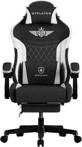GTPLAYER Gaming Chair Video Game Chairs with Footrest and Lumbar Support Computer Chair for Adults with Extended Backrest Ergonomic Reclining Silla Gamer Fabric Black