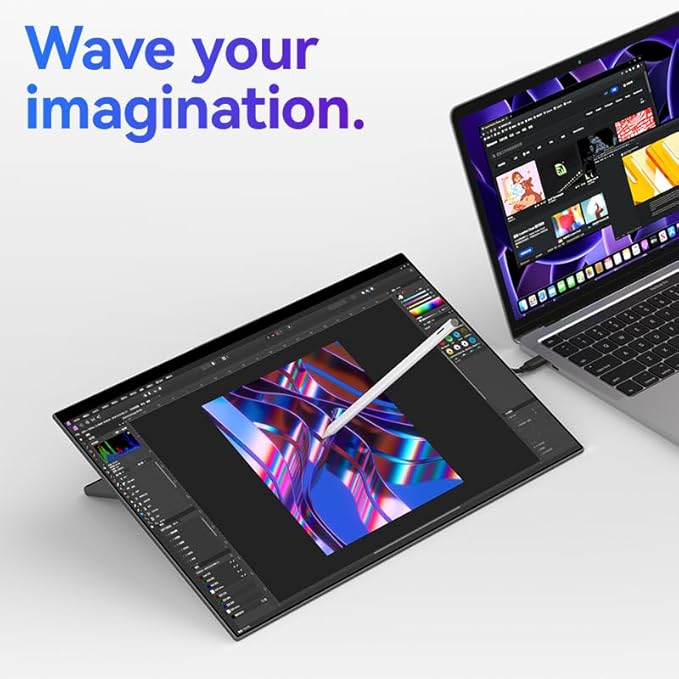 EHOMEWEI R13 Pro 15.6 4K 16:10 Portable Monitor with 3840 x 2400 High Resolution 1000g Lightweight with Screentouch Functionality Gaming Display and Digital Art Work Portable Monitor