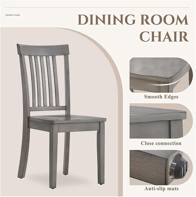 Adjustable Office Computer Chair with Armrest 1pcs Light Grey Wooden Spindle Back Kitchen Dining Chair Home Furniture