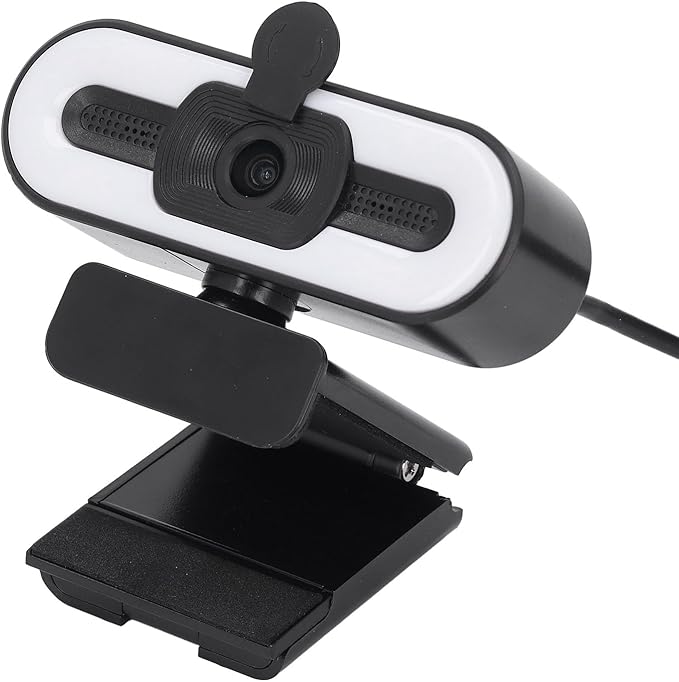 1080P HD Webcam with Adjustable Ring Light and Microphone Wide Angle USB Computer Web Camera 120° Field of View Plug and Play for Video Conferencing Streaming on Zoom