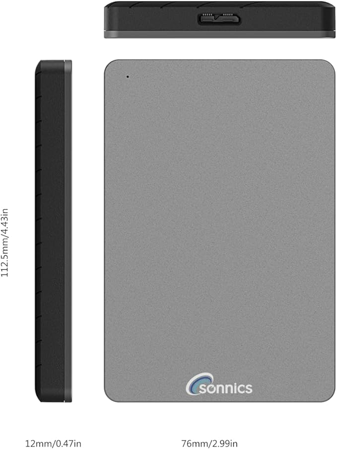 Sonnics 500GB Dark Grey External Pocket Hard Drive USB 3.0 Compatible with Windows PC Mac Xbox ONE and PS4
