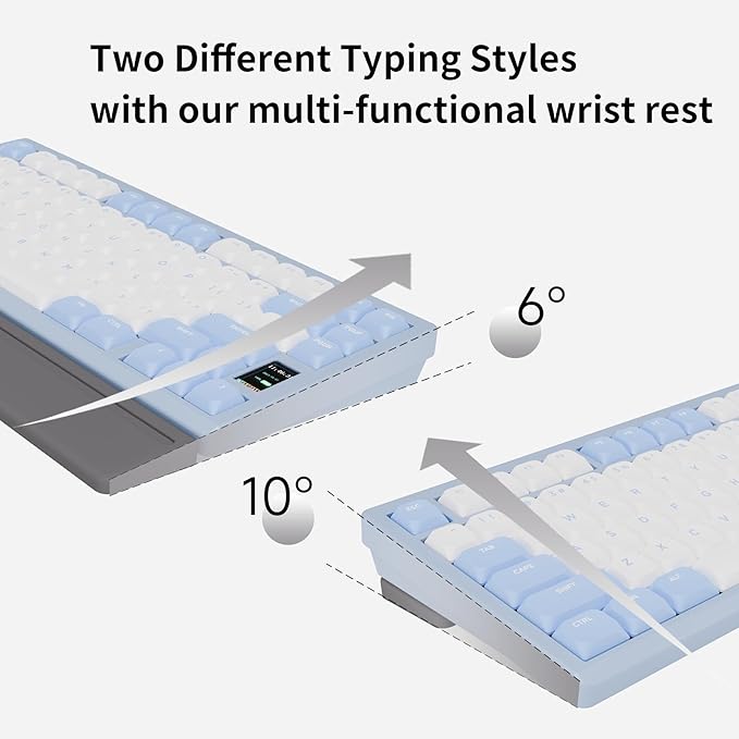Mechanical Keyboard Chilkey ND75 LP Wireless Gaming Keyboard with LCD Screen Bluetooth 5.3/2.4G/USB-C Hot Swappable Per-Key RGB Custom Thin Front Wrist Rest Full-Aluminum PC/Mac Support