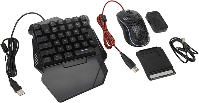One Handed Gaming Keyboard Gaming Keyboard Mini Half Hand Gaming Keyboard and Combo USB Wired LED Backlit Keyboard with and Converter Teclado Y for