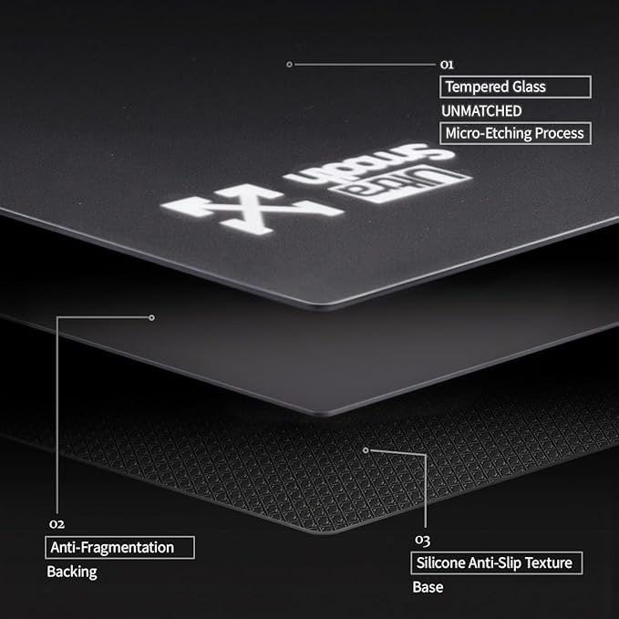 Tempered Glass Gaming Mouse Pad 15.7x11.8in 1.8mm Ultra Thin Micro-Etched Surface Anti-Slip Base Scratch Resistant for Esports &amp Office Compatible with Optical Laser Mice (Black)