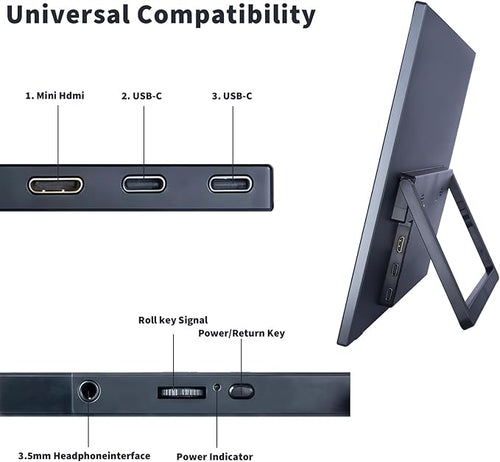 18.5 Inch Large Portable Monitor for Laptop 120Hz 1080P FHD IPS Portable Travel Second Screen Display for/Phone/Xbox PS4/5 100% sRGB Dual Speakers VESA &amp Storage Bag