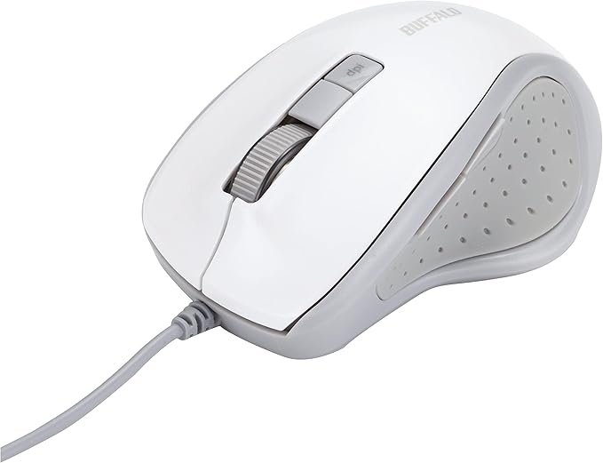 BUFFALO BSMBU308WH Wired BlueLED Silent 5-Button Mouse White