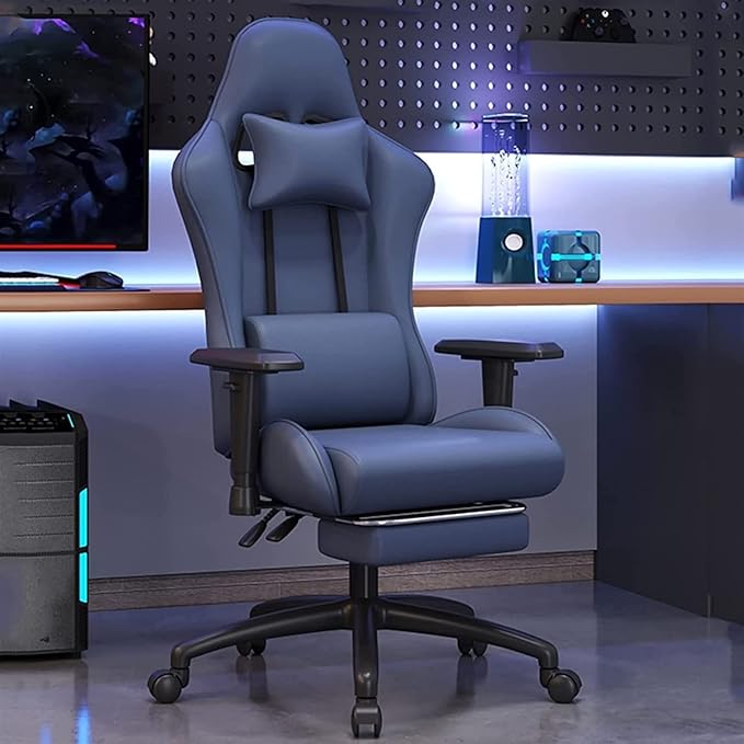 Big and Tall Gaming Chair Home Office Desk Chair PU Leather Accent Vanity Chair for Living Room Swivel Adjustable Task Chair for Gaming Room