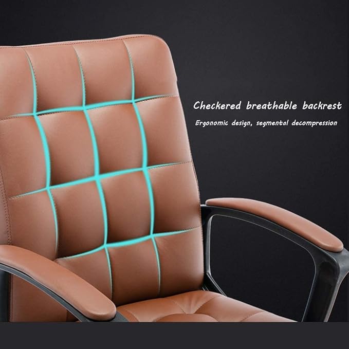 Home Office Chair Executive and Ergonomic Swivel Chair Adjustbale Height Leather Desk Gaming Chair High-Back Office Chair for Study Bedroom Bearing Capacity: 330 Lbs ( Color : Khaki  Size : With mass