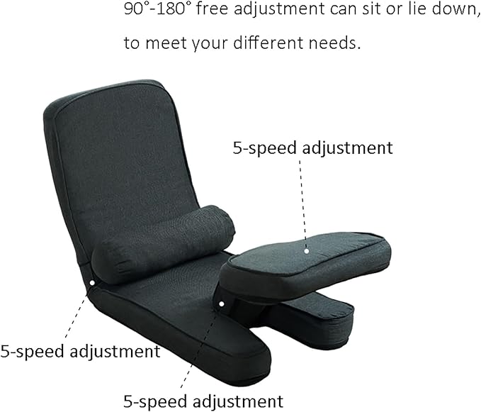 Adjustable Meditation Chair with Books Laptop Stand Floor Chair with Back Support Floor Gaming Chair Padded Folding Sofa Chair Sleeper Bed Folds Flat
